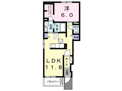 メゾン・プランドール(1LDK/1階)の間取り写真