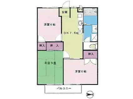 ベルツリーI(3DK/2階)の間取り写真