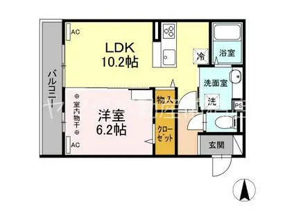 アリビオ前橋(1LDK/1階)の間取り写真
