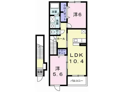 サンリットベル A棟(2LDK/2階)の間取り写真
