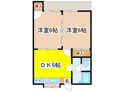 上鶴ハイツ(2DK/1階)の間取り写真