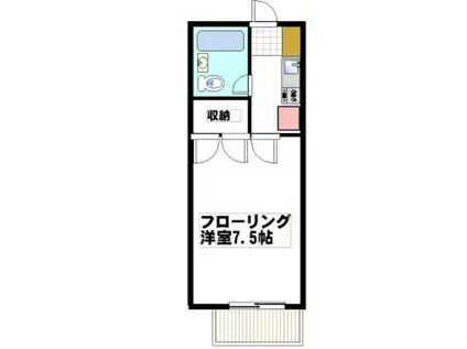 大谷ハイツ(ワンルーム/2階)の間取り写真