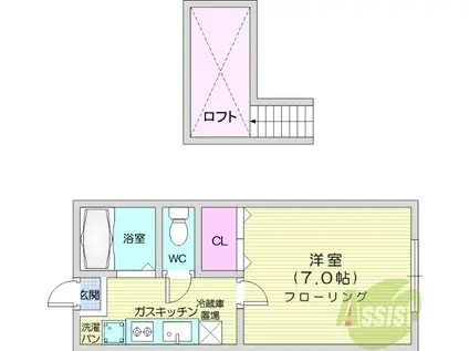 ホワイトキャッスル24番館(1K/1階)の間取り写真