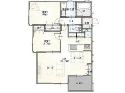 シベール御器所(2LDK/2階)の間取り写真
