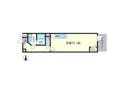 ラクラス長堀橋(ワンルーム/12階)の間取り写真