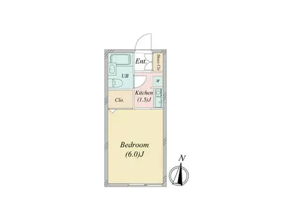 キャトルサンエーII(1K/1階)の間取り写真