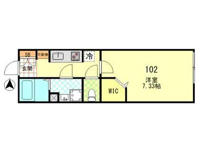 シーエフジオーレ殿町(1K/1階)の間取り写真