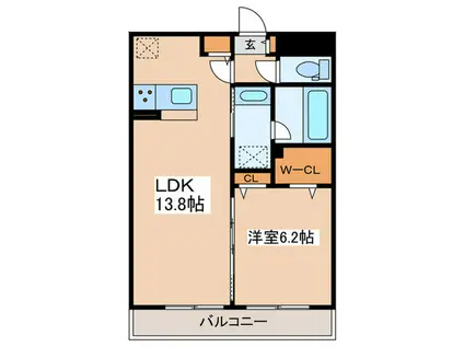 ヴァローレ I(1LDK/1階)の間取り写真