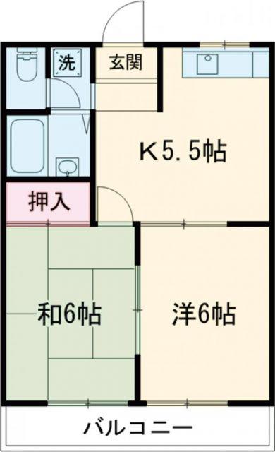 クレセント東栄II(2DK/2階)の間取り写真