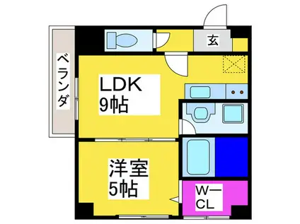 アリビラ鶴橋(1LDK/3階)の間取り写真
