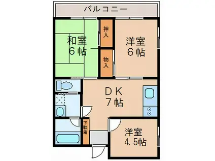 日栄ビル(3DK/6階)の間取り写真