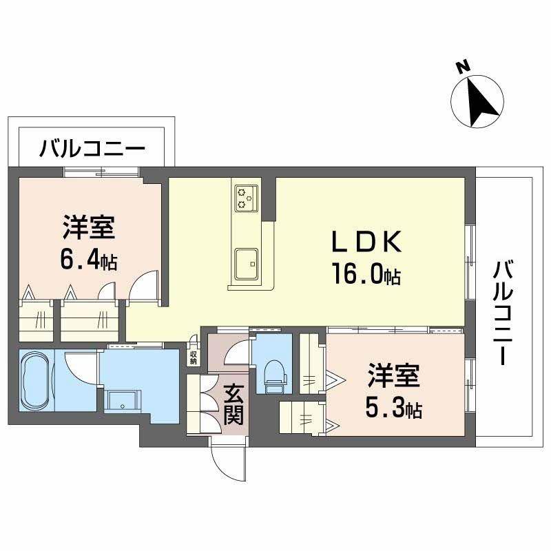SEASIDE HOUSE(2LDK/2階)の間取り写真