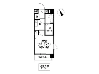 ボーラ東大宮(1K/3階)の間取り写真