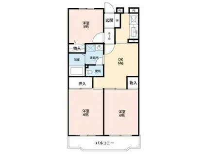 サンハイツ稲毛(3DK/4階)の間取り写真