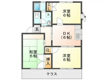 コンフォールA棟(3DK/1階)の間取り写真