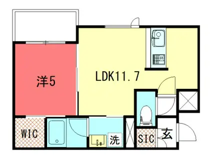 ラフィーネ下鴨(1LDK/1階)の間取り写真