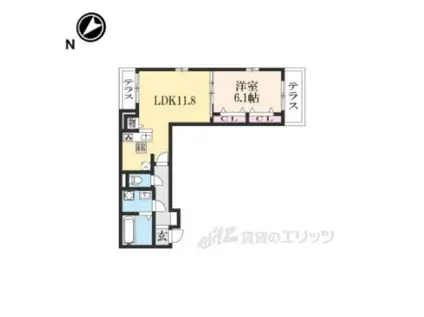 グリーン琥珀甲南Ⅰ(1LDK/1階)の間取り写真