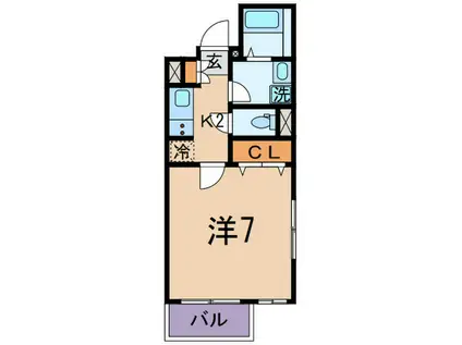 メゾン・ド・リ(1K/2階)の間取り写真