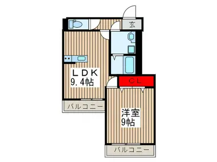 ルフレ L(1LDK/2階)の間取り写真