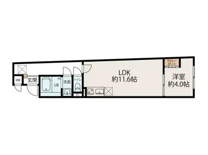 スカイヒルズ徳丸(1LDK/2階)の間取り写真