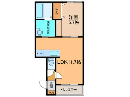 ESTELA(1LDK/2階)の間取り写真