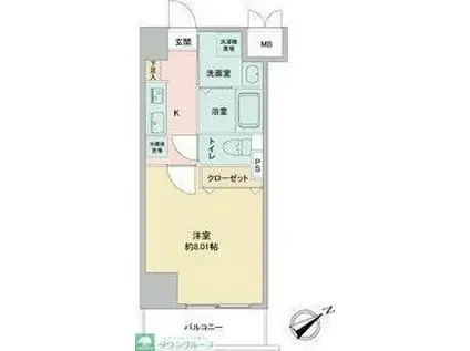 アプリーレ千代田(1K/9階)の間取り写真