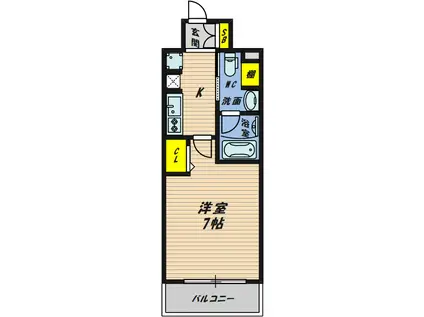 ルネフラッツ森小路駅前II(1K/9階)の間取り写真