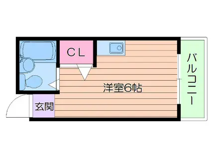 ハッピー・ド・千里山(ワンルーム/1階)の間取り写真