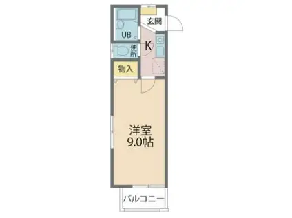 ポルシェ鶴ヶ島(1K/1階)の間取り写真