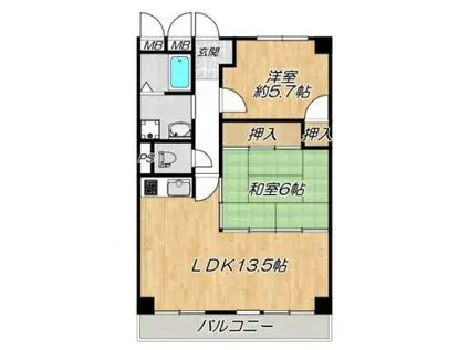 グリーンコーポ狭山(2LDK/4階)の間取り写真