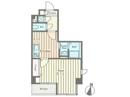 ベルジェ東陽町(1DK/1階)の間取り写真