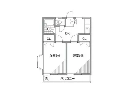 富士見台レジデンスS(2DK/2階)の間取り写真