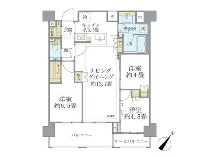 BRILLIA練馬春日町(3LDK/5階)の間取り写真