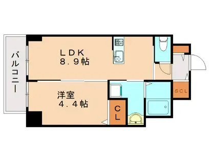 セラヴィ箱崎(1LDK/4階)の間取り写真