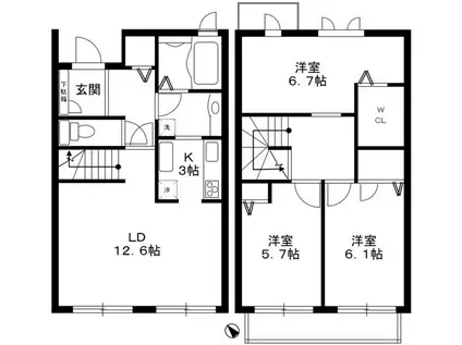 グラシア・フィス北寺尾 E棟(3LDK/1階)の間取り写真