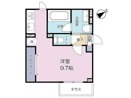 グランディール(ワンルーム/2階)の間取り写真