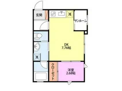 CASA LIBERO(1DK/2階)の間取り写真