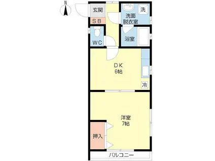 桜ハウス(1DK/2階)の間取り写真