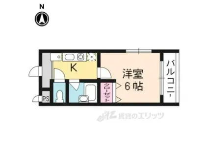 地下鉄烏丸線 今出川駅 徒歩12分 3階建 築27年(1K/1階)の間取り写真