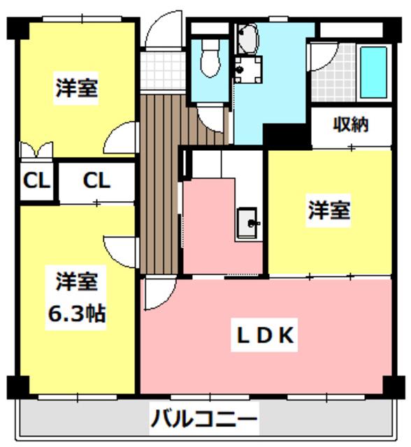 マンションフォルツーナ(3LDK/6階)の間取り写真