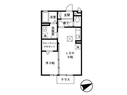 シャンレザン(1LDK/1階)の間取り写真