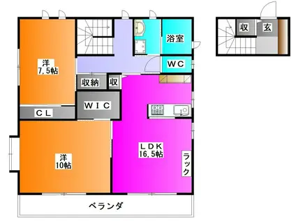 サニーコートK(2LDK/2階)の間取り写真