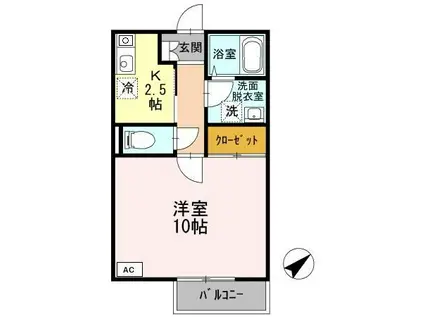 エフハウス納台二番館(1K/1階)の間取り写真