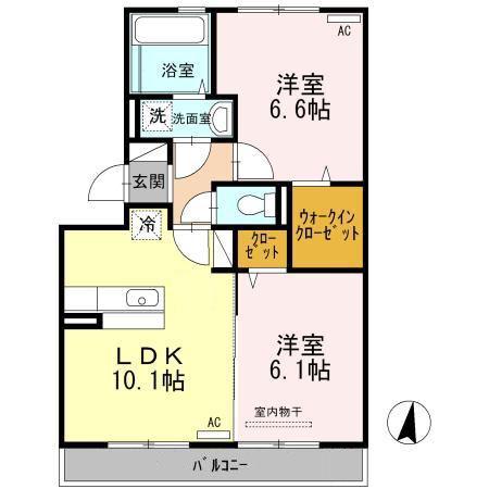 アビテボナール(2LDK/2階)の間取り写真