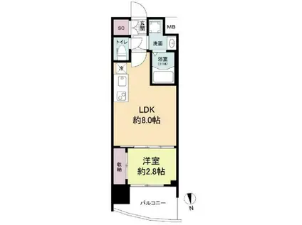 セレニテ難波グランデノール(1LDK/12階)の間取り写真