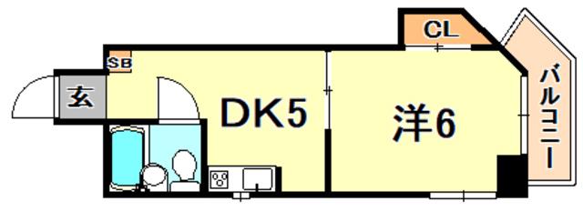 シンプルライフ荒田(1DK/2階)の間取り写真