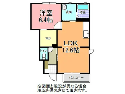 コンフォール B(1LDK/1階)の間取り写真