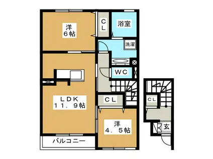 リラ・クレール I(2LDK/2階)の間取り写真