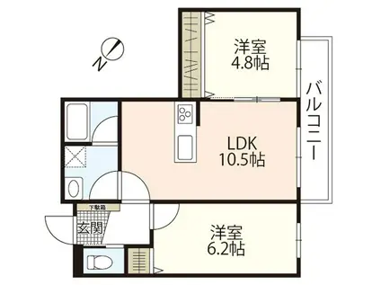 カネモトハウス(2LDK/1階)の間取り写真