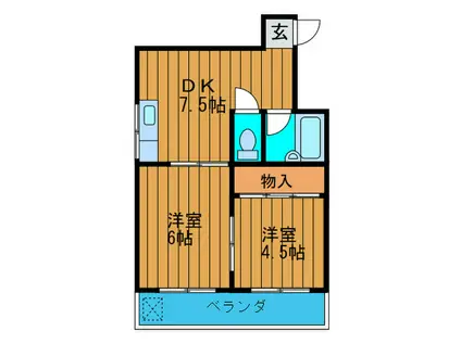 マンション有紀(2DK/4階)の間取り写真